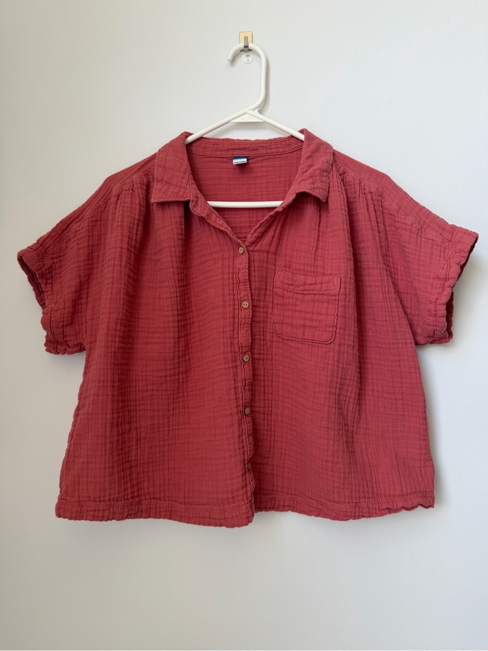 Old Navy Dolman Sleeve Gauze Button Front Blouse | Cotton | Size Medium